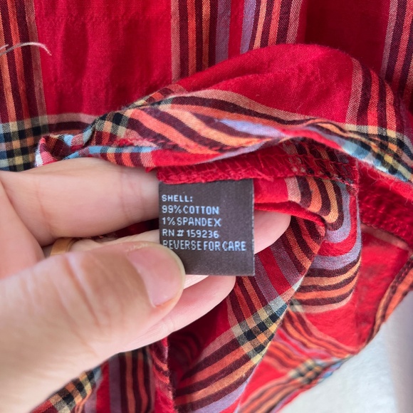 J.McLaughlin Sz M Red Plaid Lois Blouse Long Sleeves Light Fabric Top Shirt - Picture 7 of 7